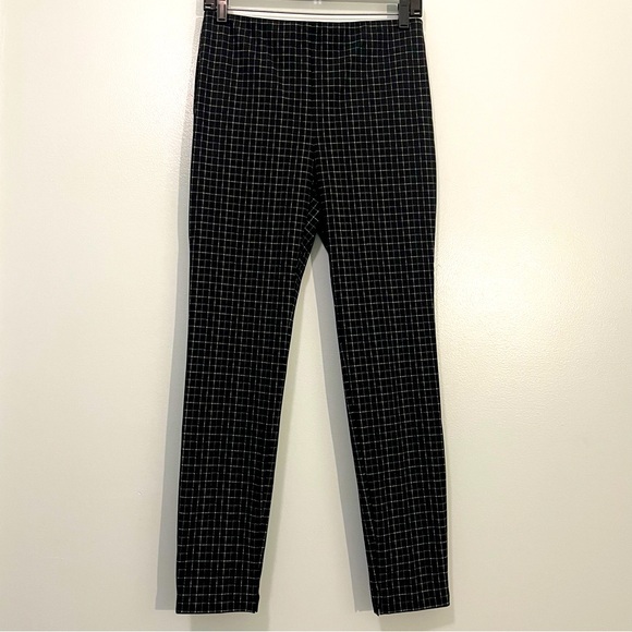 Theory Plaid Pull On Ponte Knit Stretch Ankle Pant Size M - Picture 1 of 9